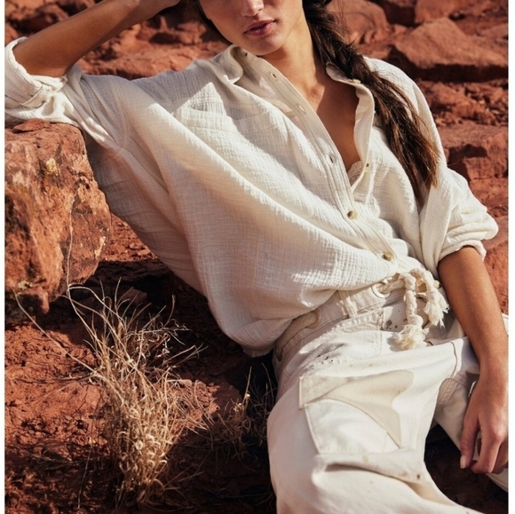 FREE PEOPLE We The Free Cardiff Top in Optic White•Size Medium•NWT - Picture 9 of 12